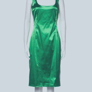 Dolce & Gabbana Midi Green Satin Dress 44